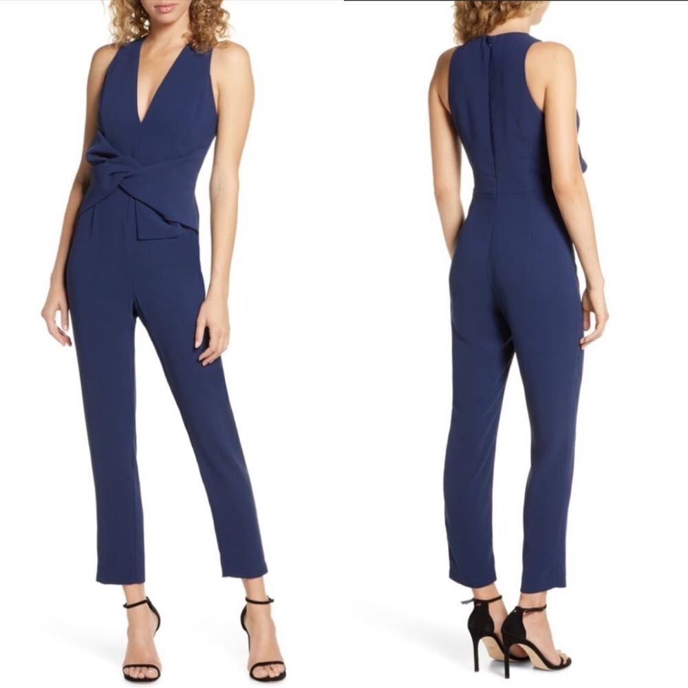 Harlyn Navy Blue Drape Jumpsuit NWT L